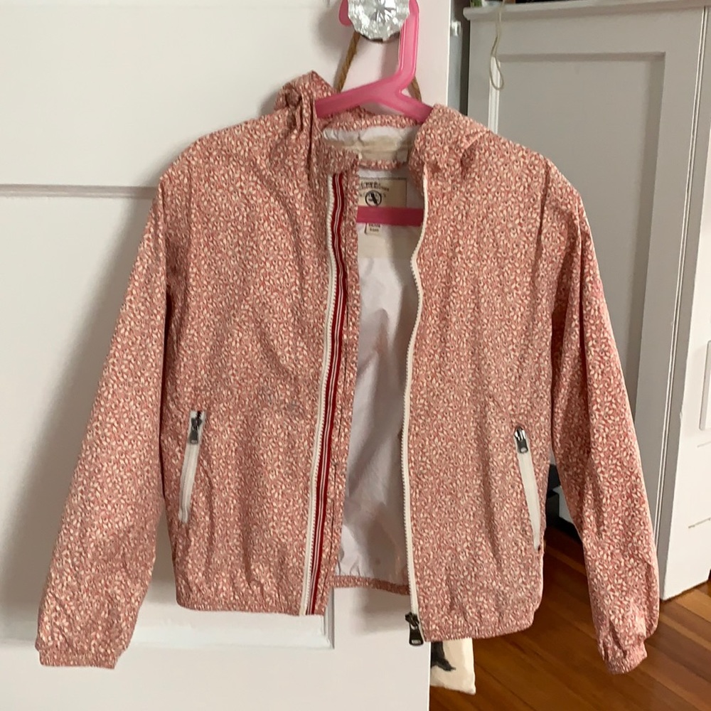 Girl pink flowers raincoat. Aigle. 8yo